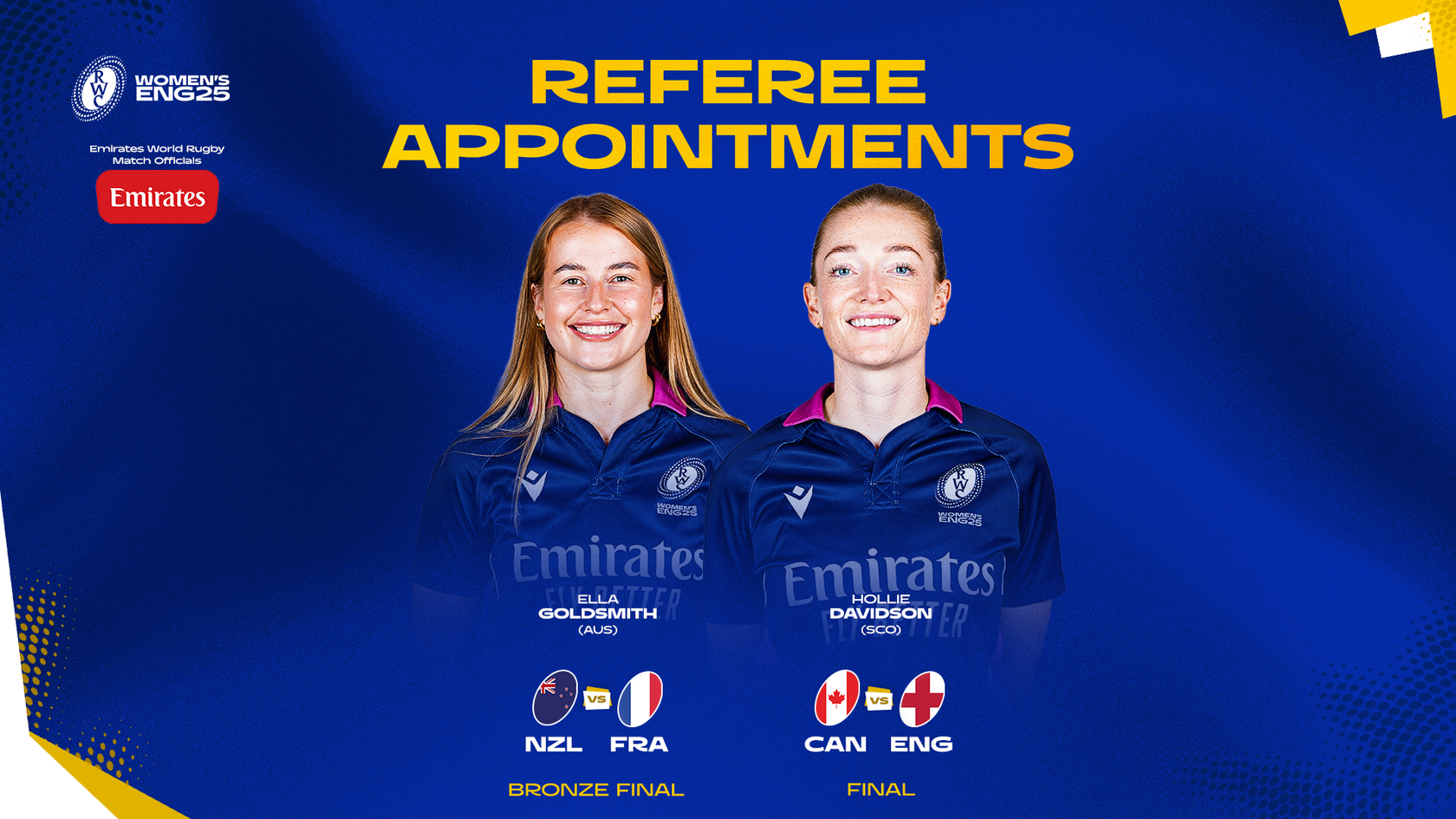RWC 2025 bronze final and final match official appointments 16x9