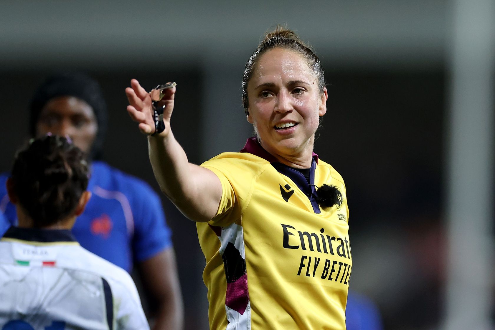 Sara Cox en el partido entre Francia e Italia - RWC  2025 Grupo D